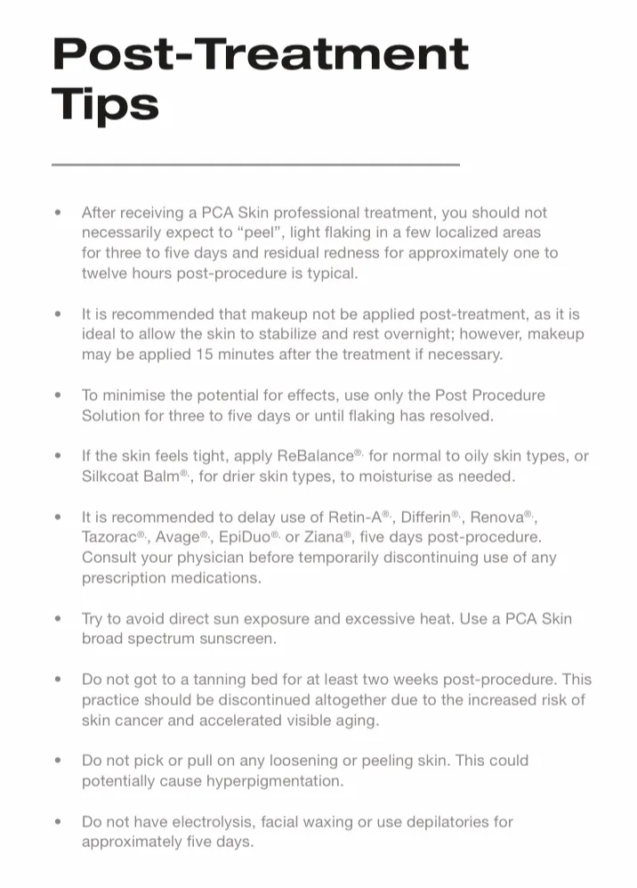 PCA Peels Aftercare Sheet 3